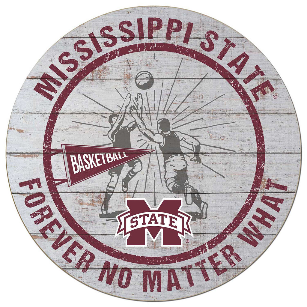 20x20 Throwback Weathered Circle Mississippi State Bulldogs Basketball