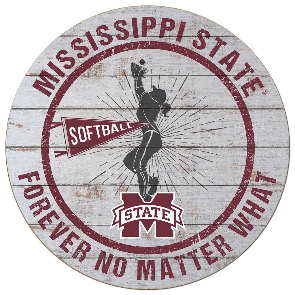 20x20 Throwback Weathered Circle Mississippi State Bulldogs Softball