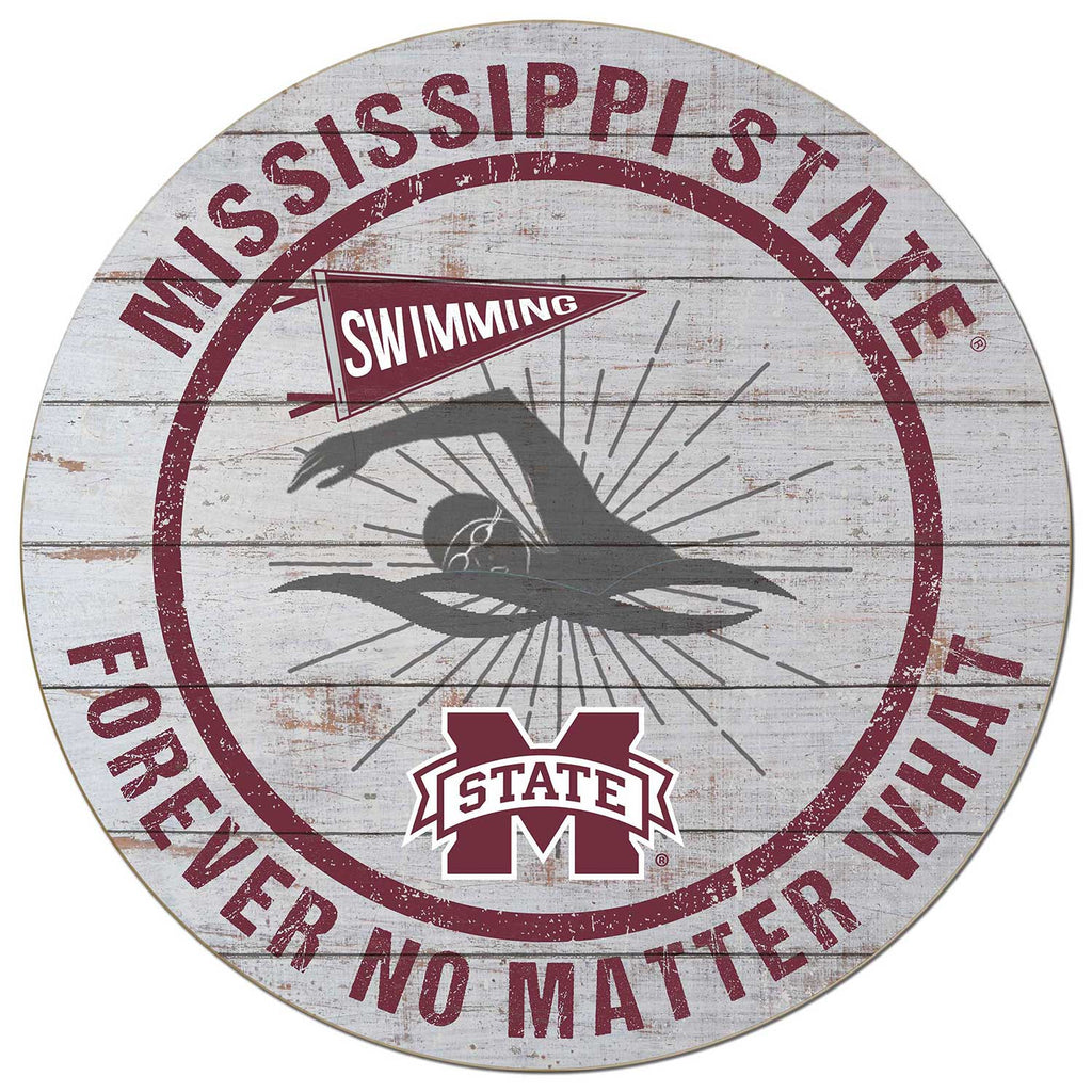 20x20 Throwback Weathered Circle Mississippi State Bulldogs Swimming