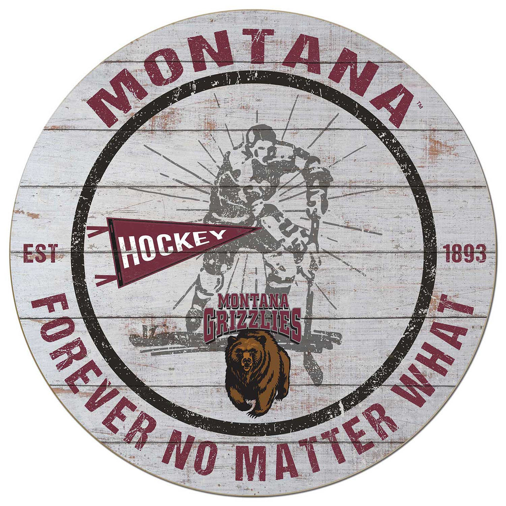 20x20 Throwback Weathered Circle Montana Grizzlies Hockey