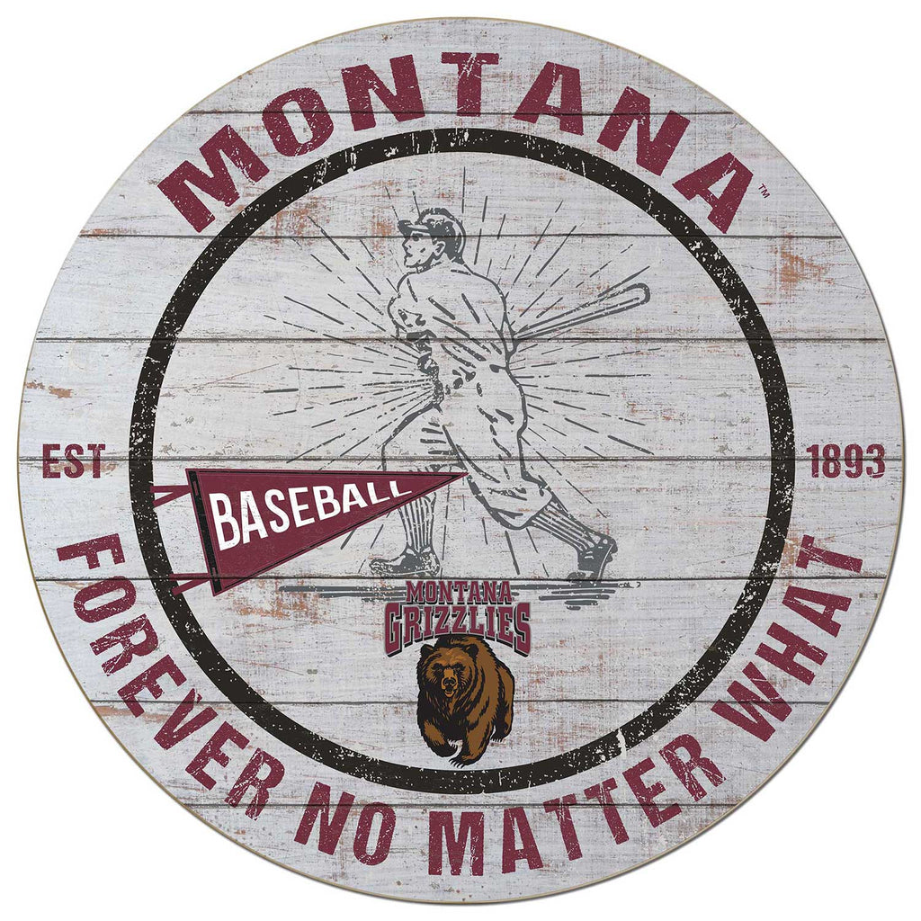 20x20 Throwback Weathered Circle Montana Grizzlies Baseball