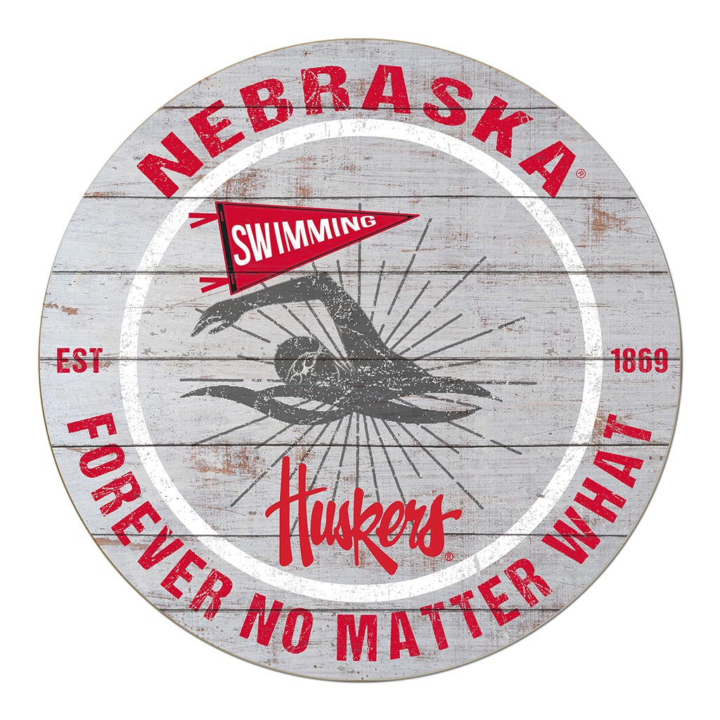 20x20 Throwback Weathered Circle Nebraska Cornhuskers Swimming