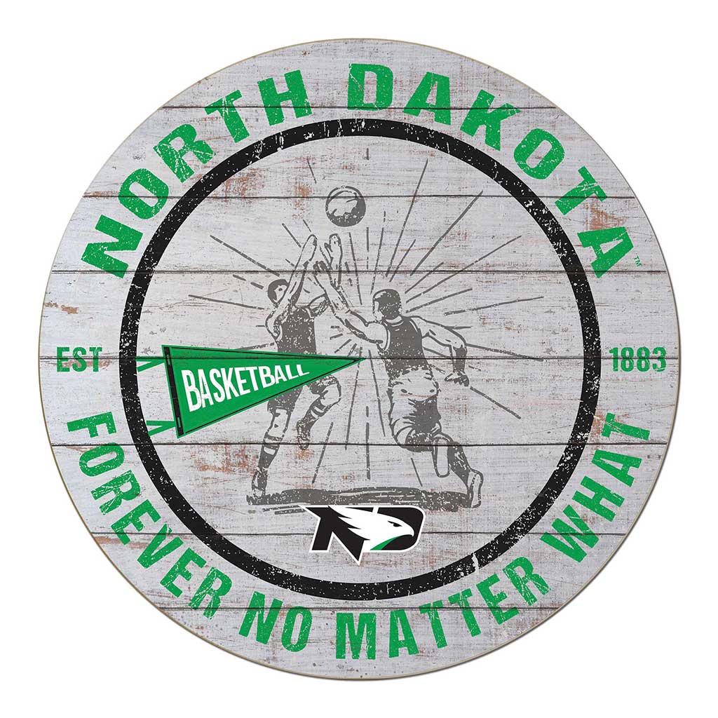 20x20 Throwback Weathered Circle North Dakota Fighting Hawks Basketball