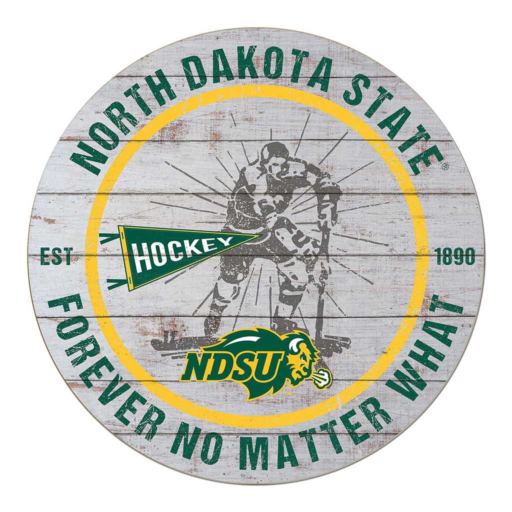 20x20 Throwback Weathered Circle North Dakota State Bison Hockey
