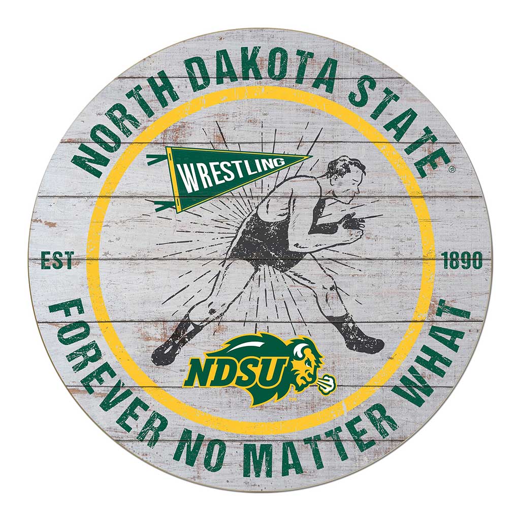 20x20 Throwback Weathered Circle North Dakota State Bison Wrestling