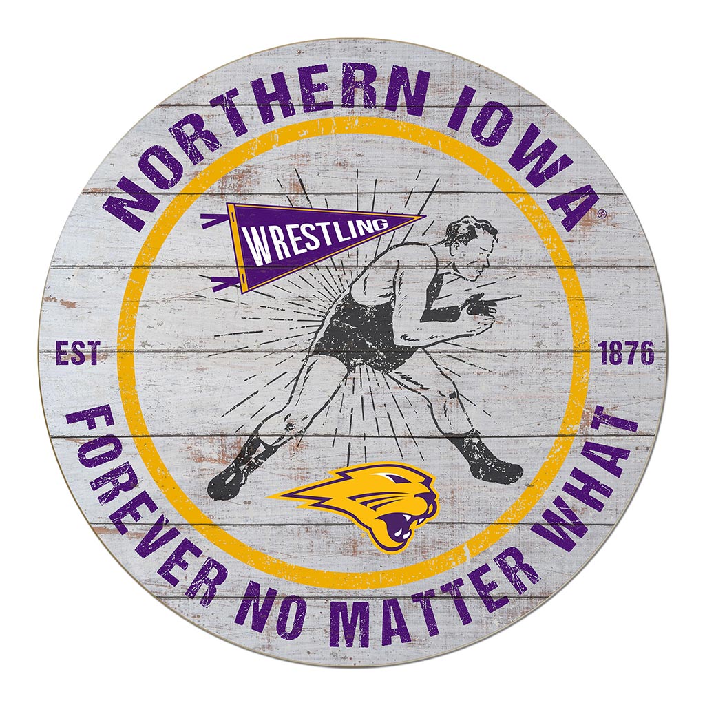 20x20 Throwback Weathered Circle Northern Iowa Panthers Wrestling