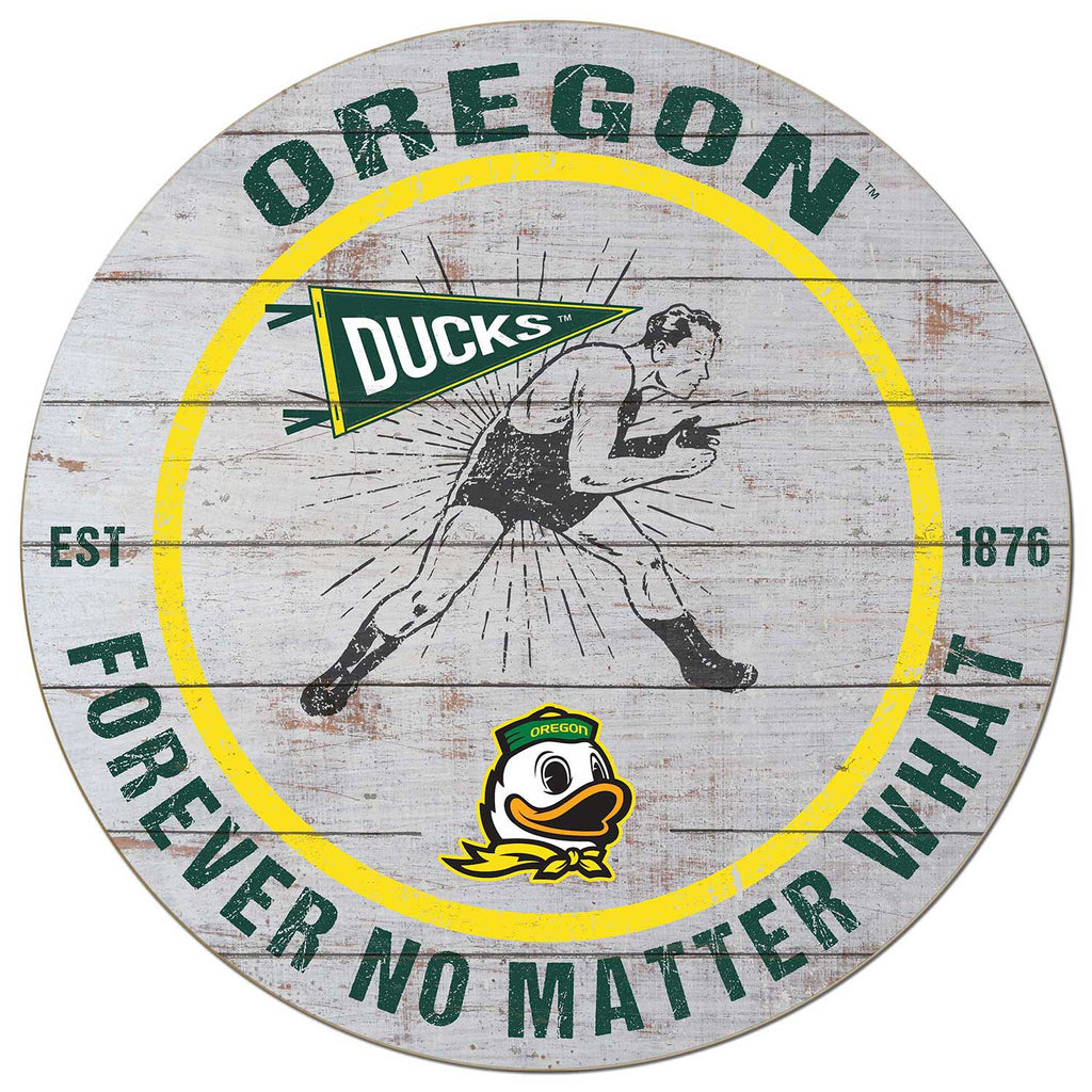 20x20 Throwback Weathered Circle Oregon Ducks Wrestling