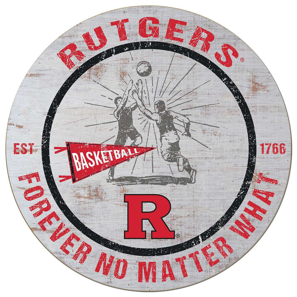 20x20 Throwback Weathered Circle Rutgers Scarlet Knights Basketball