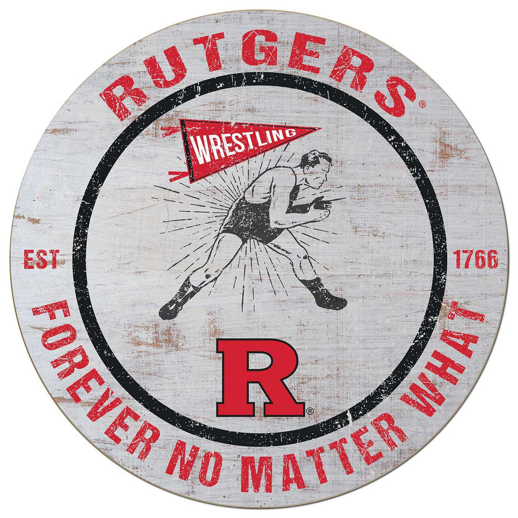 20x20 Throwback Weathered Circle Rutgers Scarlet Knights Wrestling