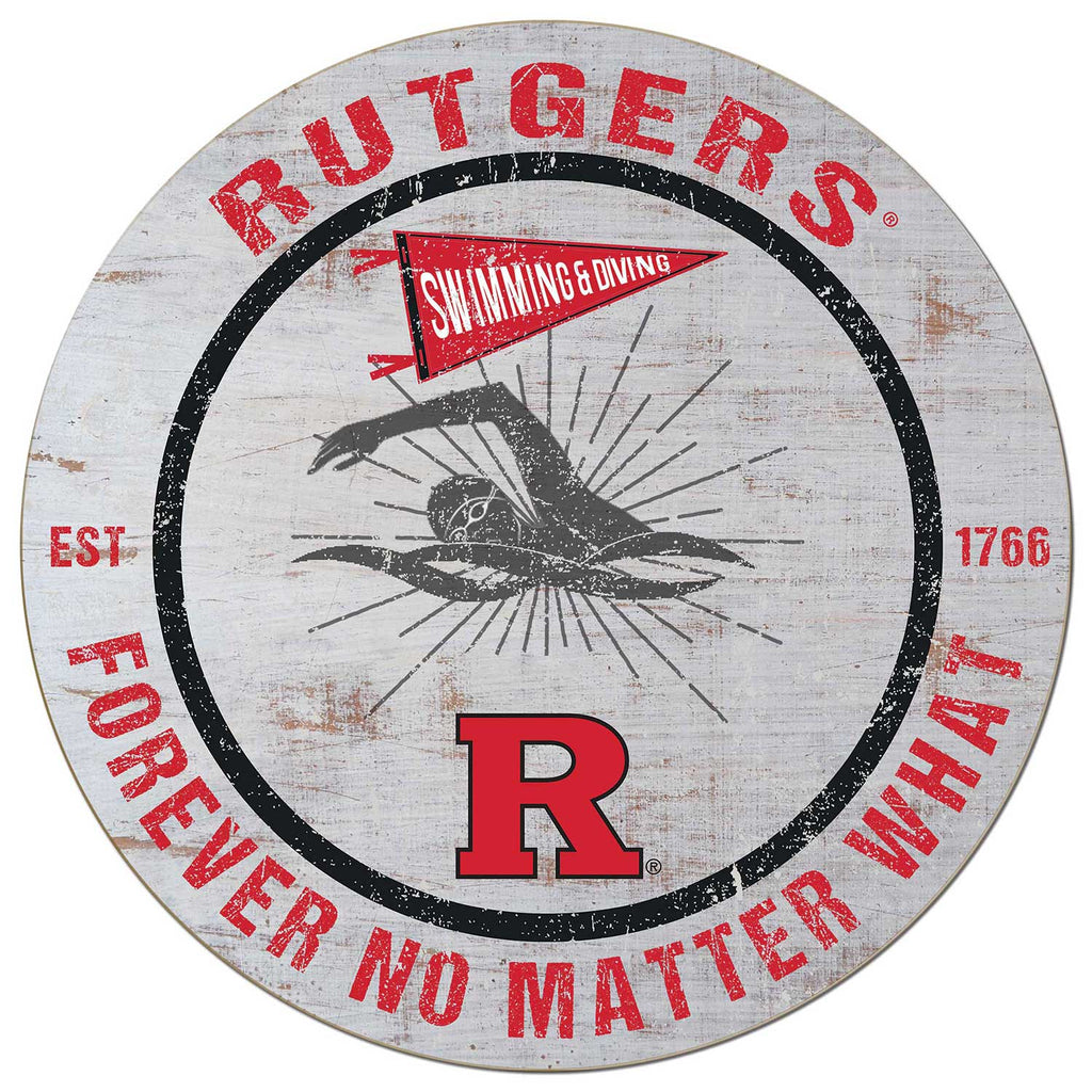 20x20 Throwback Weathered Circle Rutgers Scarlet Knights Swimming