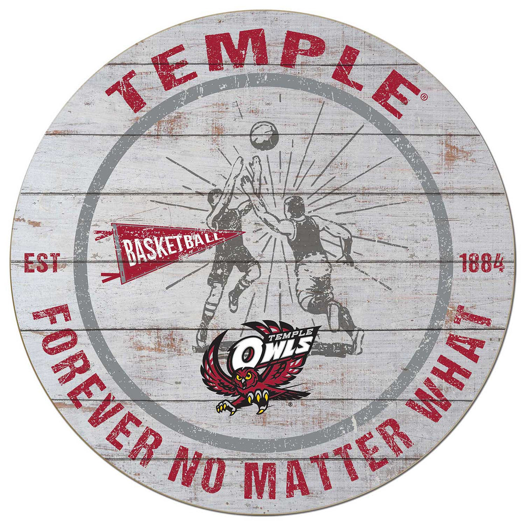 20x20 Throwback Weathered Circle Temple Owls Basketball