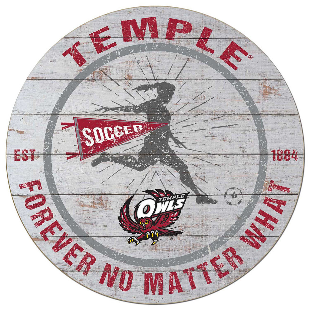 20x20 Throwback Weathered Circle Temple Owls Soccer Girls