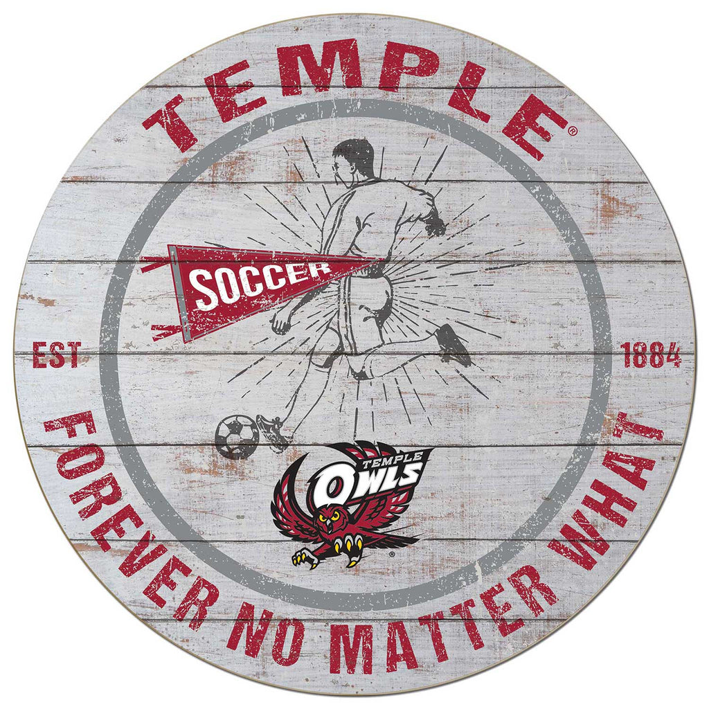 20x20 Throwback Weathered Circle Temple Owls Soccer