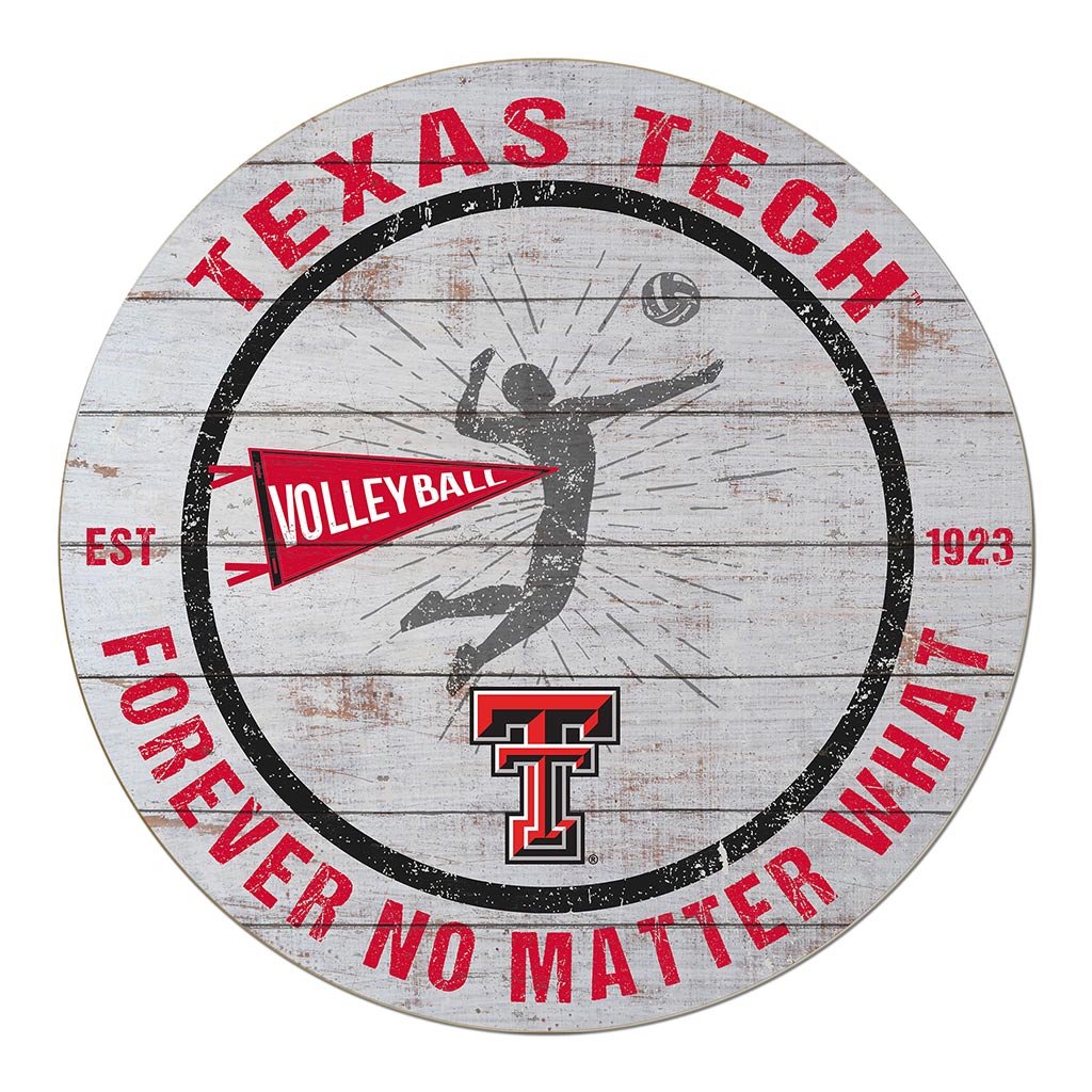 20x20 Throwback Weathered Circle Texas Tech Red Raiders Volleyball