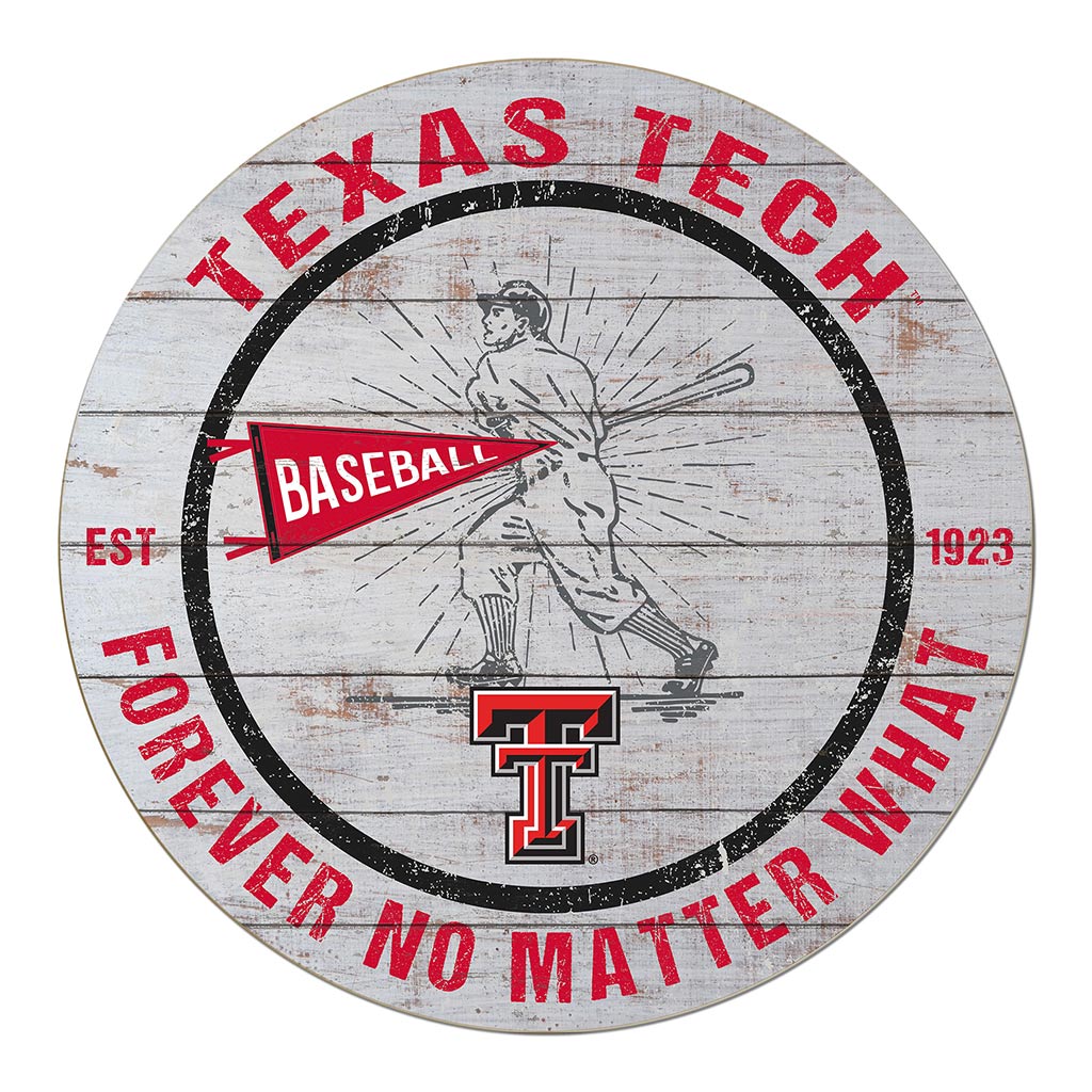 20x20 Throwback Weathered Circle Texas Tech Red Raiders Baseball