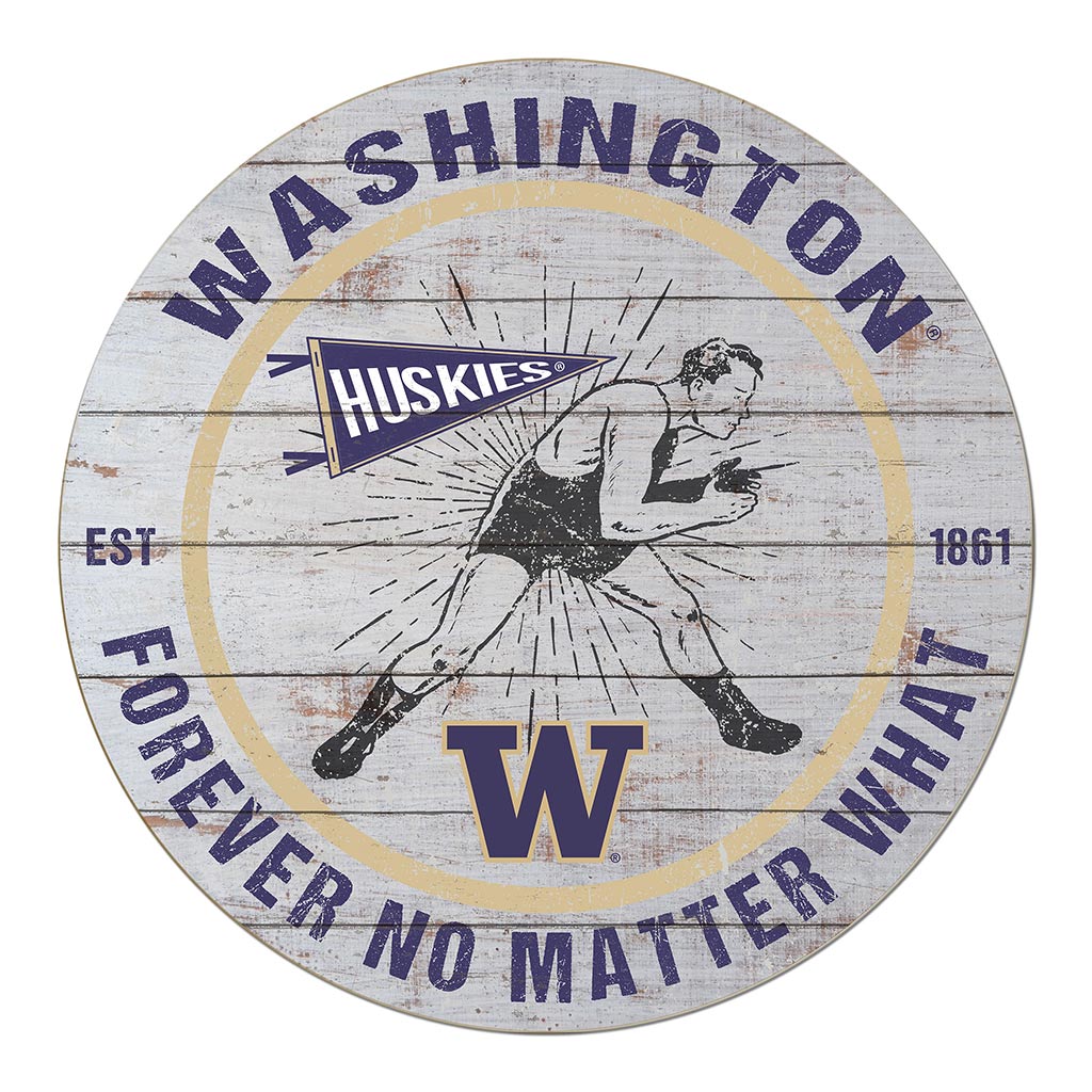 20x20 Throwback Weathered Circle Washington Huskies Wrestling