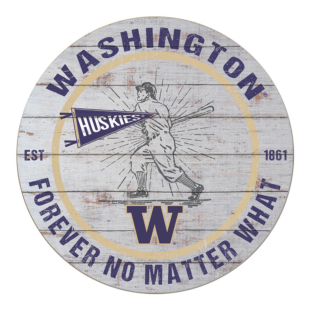 20x20 Throwback Weathered Circle Washington Huskies Baseball