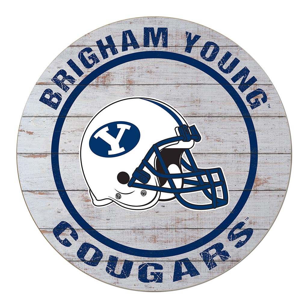 20x20 Weathered Helmet Sign Brigham Young Cougars