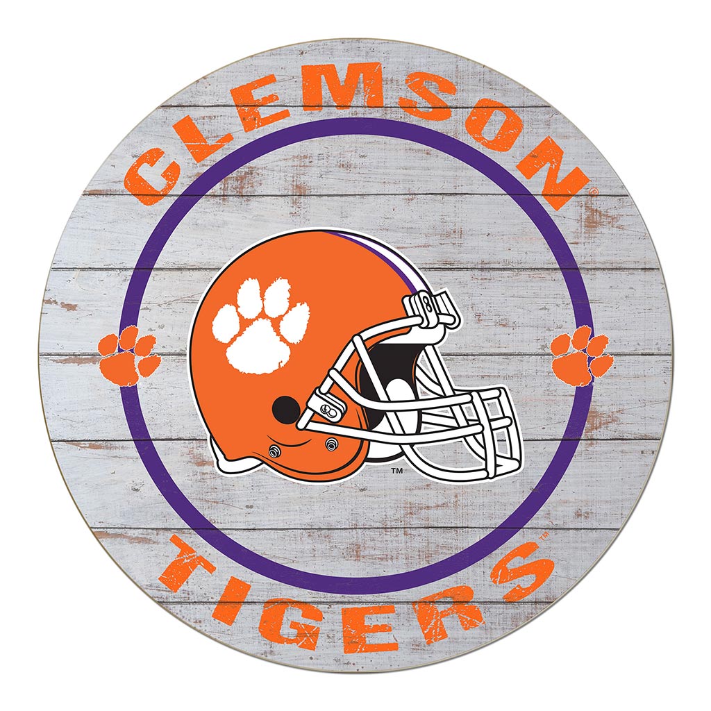 clemson football helmet KH Sports Fan 20"x20" Clemson Tigers Helmet Weathered Circle Wall Sign
