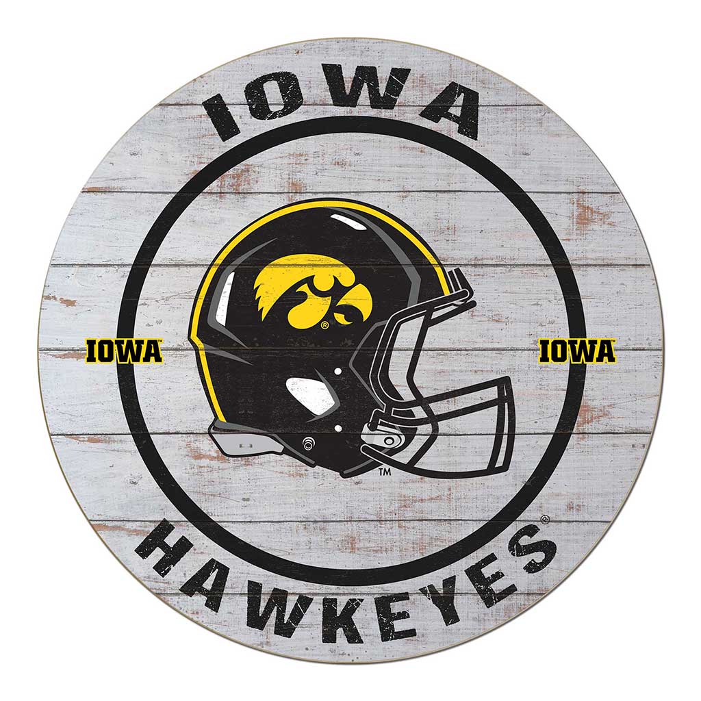 20x20 Weathered Helmet Sign Iowa Hawkeyes