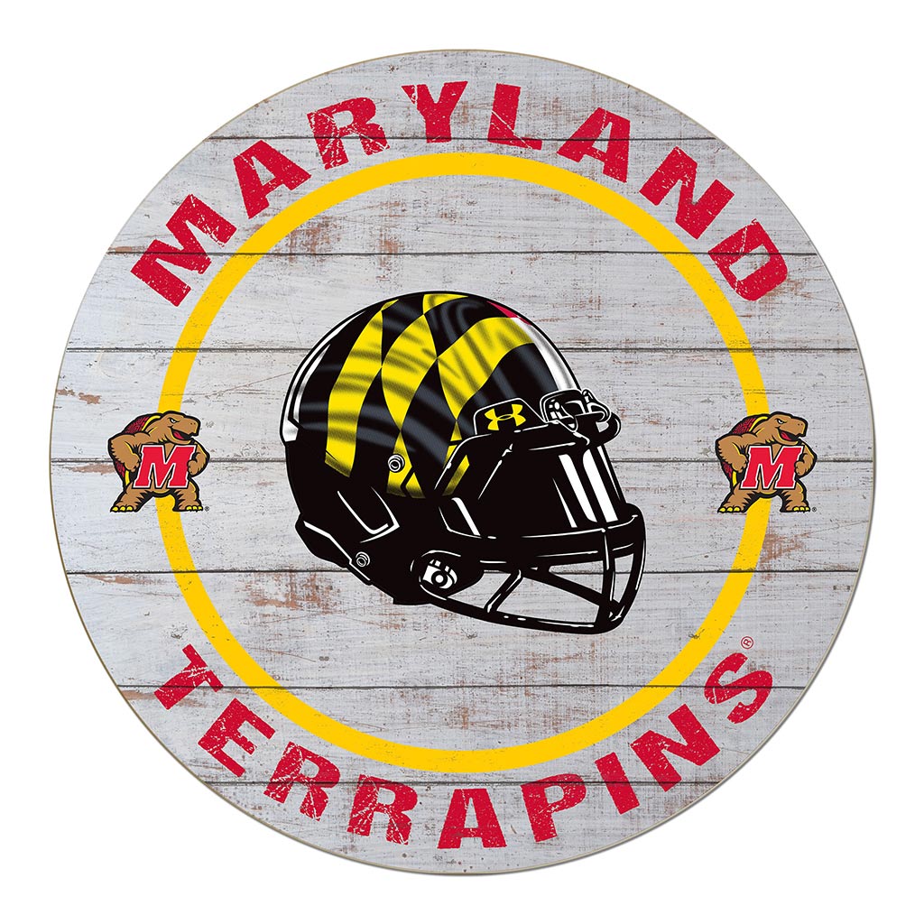 20x20 Weathered Helmet Sign Maryland Terrapins