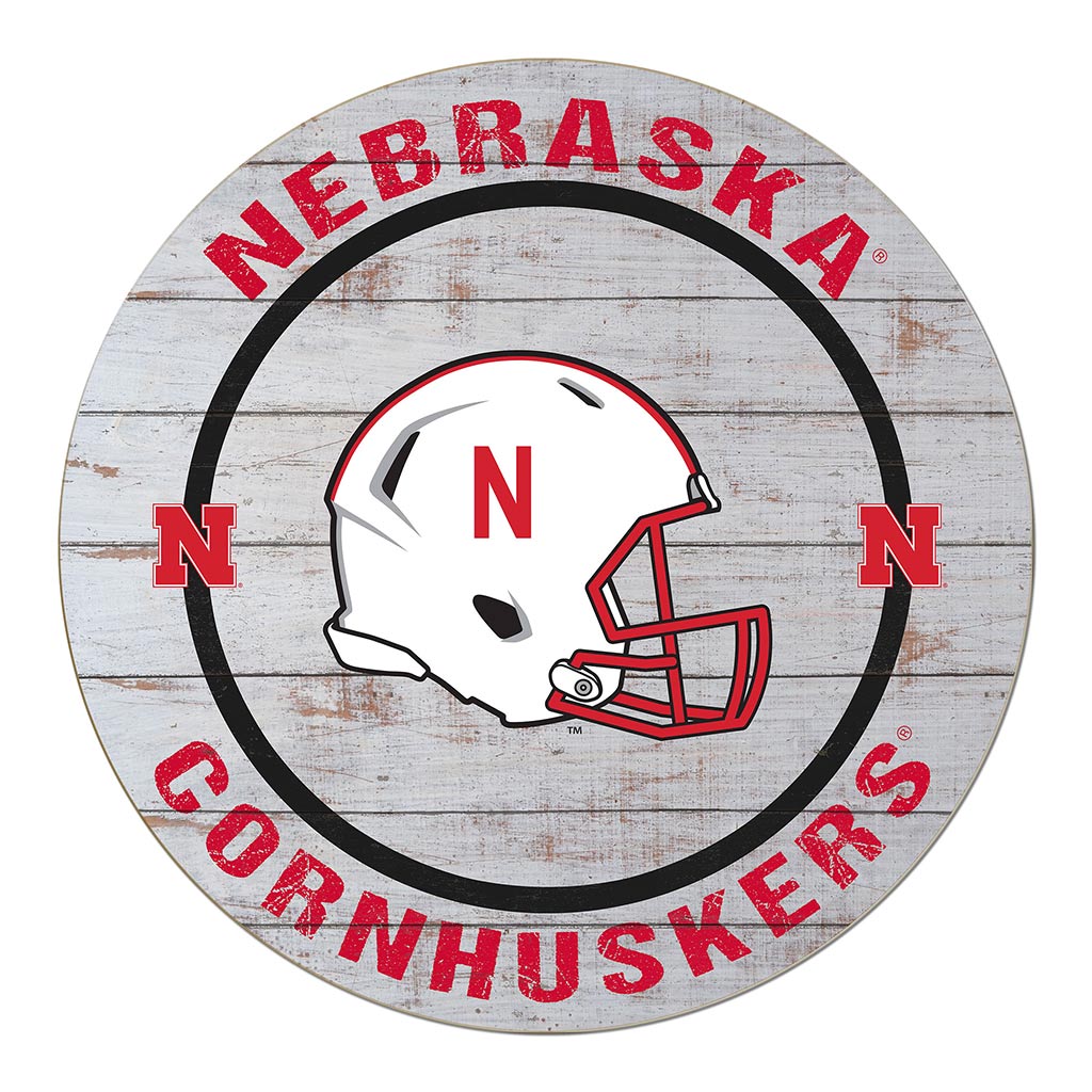 20x20 Weathered Helmet Sign Nebraska Cornhuskers