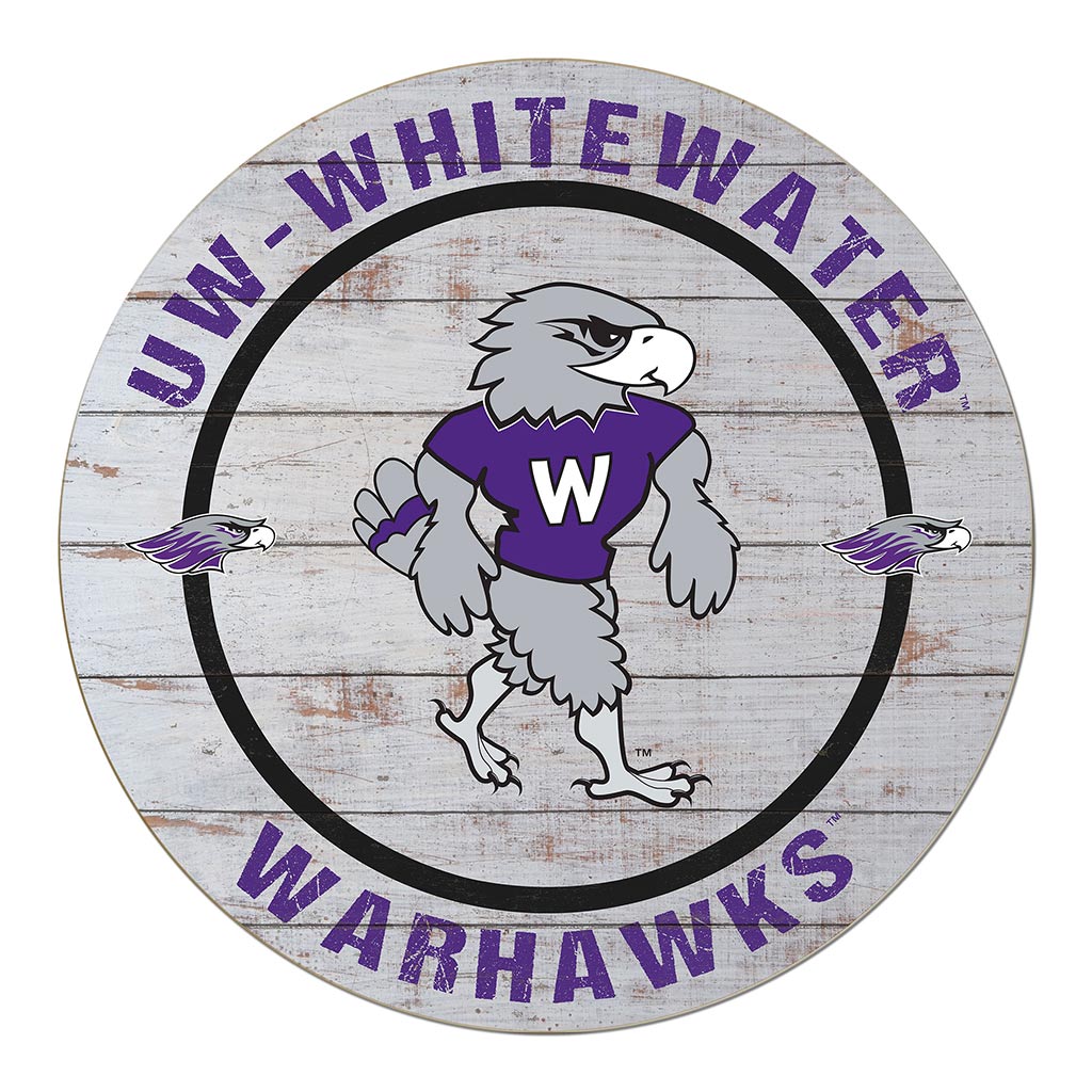 20x20 Weathered Helmet Sign University of Wisconsin Whitewater Warhawks