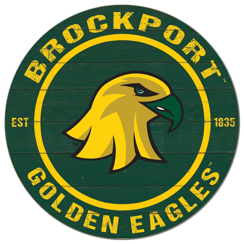 20x20 Weathered Colored Circle College at SUNY Brockport Golden Eagles