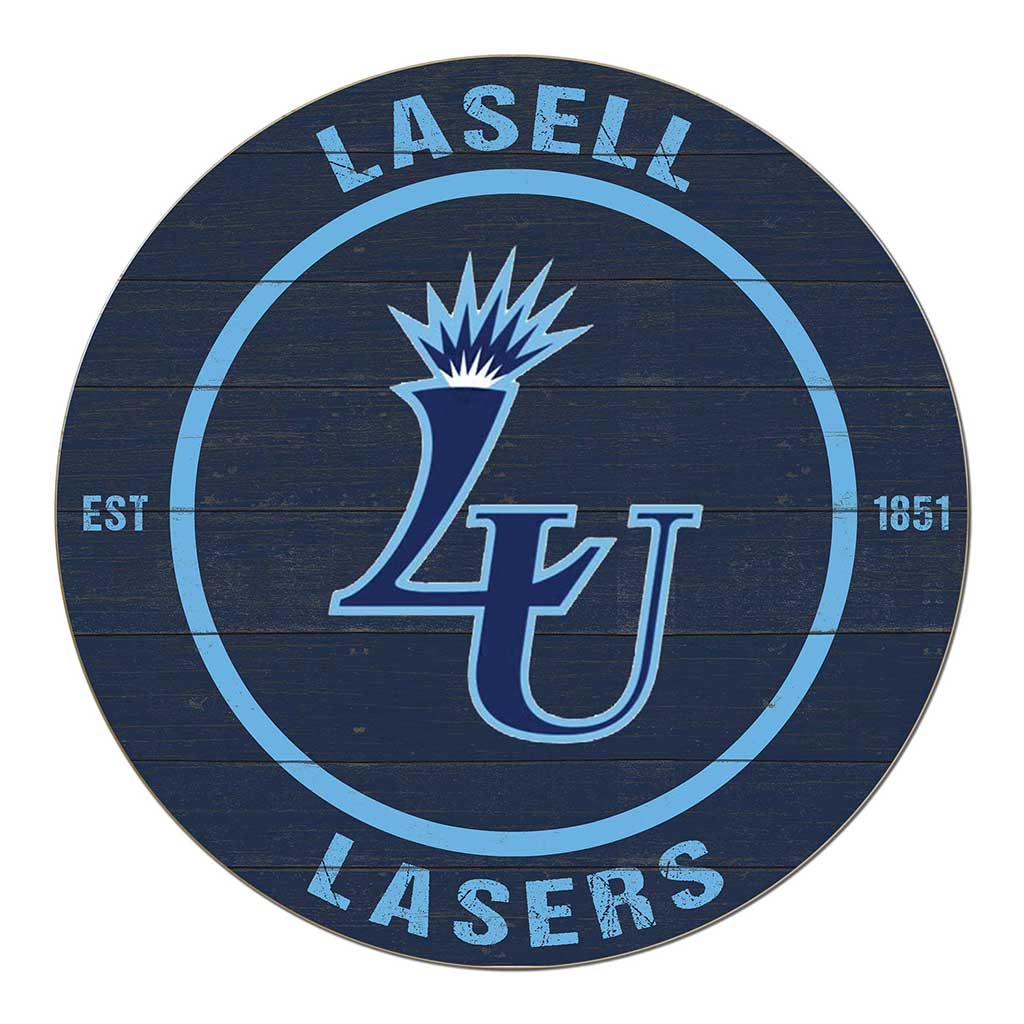 20x20 Weathered Colored Circle Lasell College Lasers