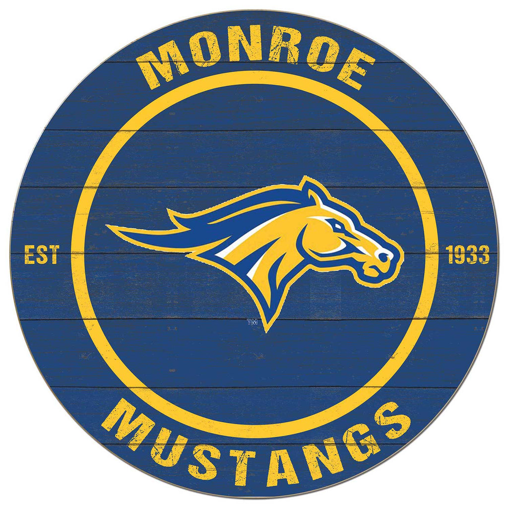 20x20 Weathered Colored Circle Monroe College Mustangs