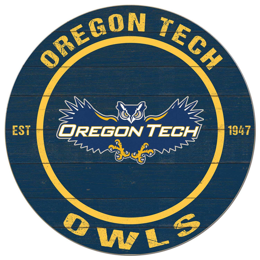 20x20 Weathered Colored Circle Oregon Institute of Technology Owls