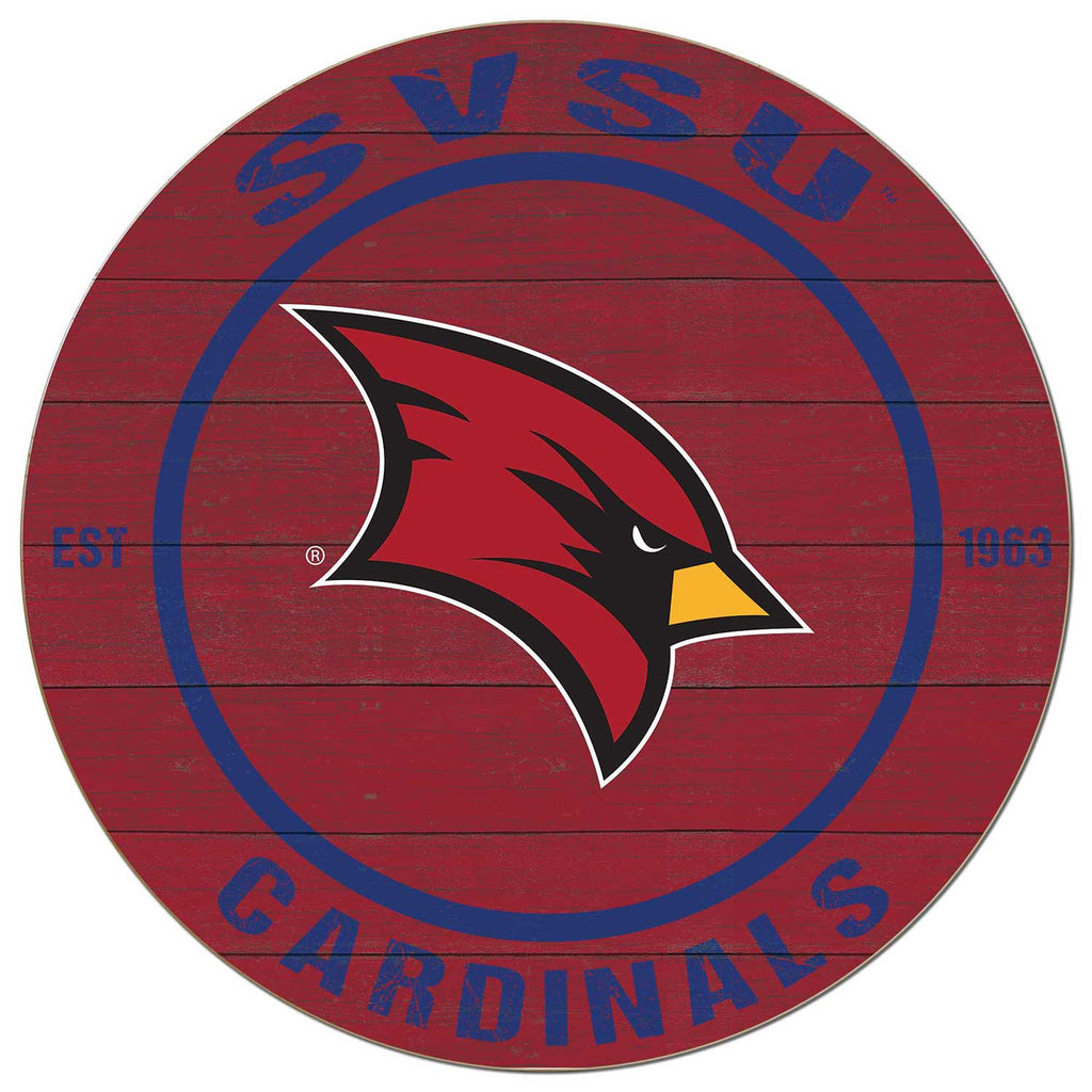 20x20 Weathered Colored Circle Saginaw Valley State University Cardinals