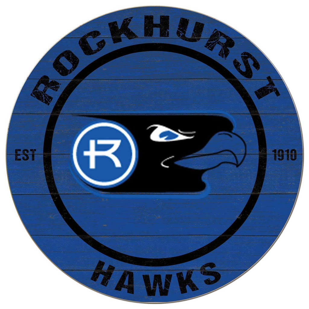 20x20 Weathered Colored Circle Rockhurst University Hawks
