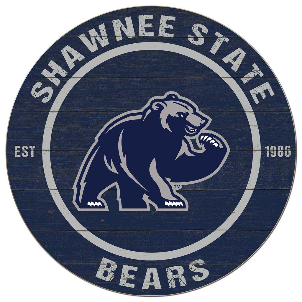 20x20 Weathered Colored Circle Shawnee State University Bears