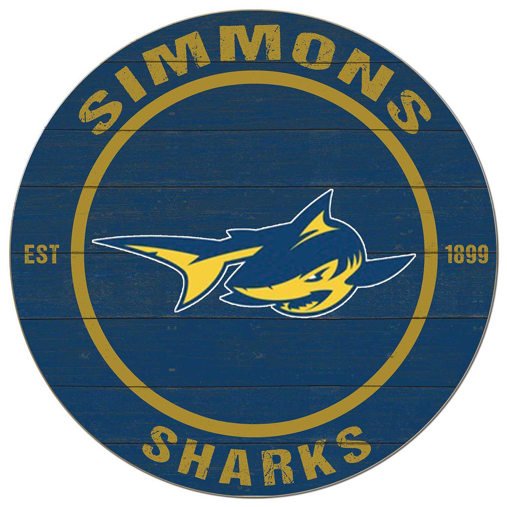 20x20 Weathered Colored Circle Simmons College Sharks