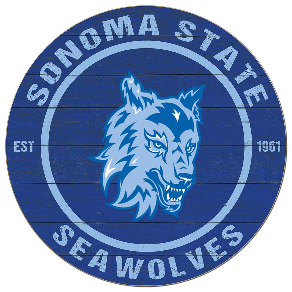 20x20 Weathered Colored Circle Sonoma State University Seawolves