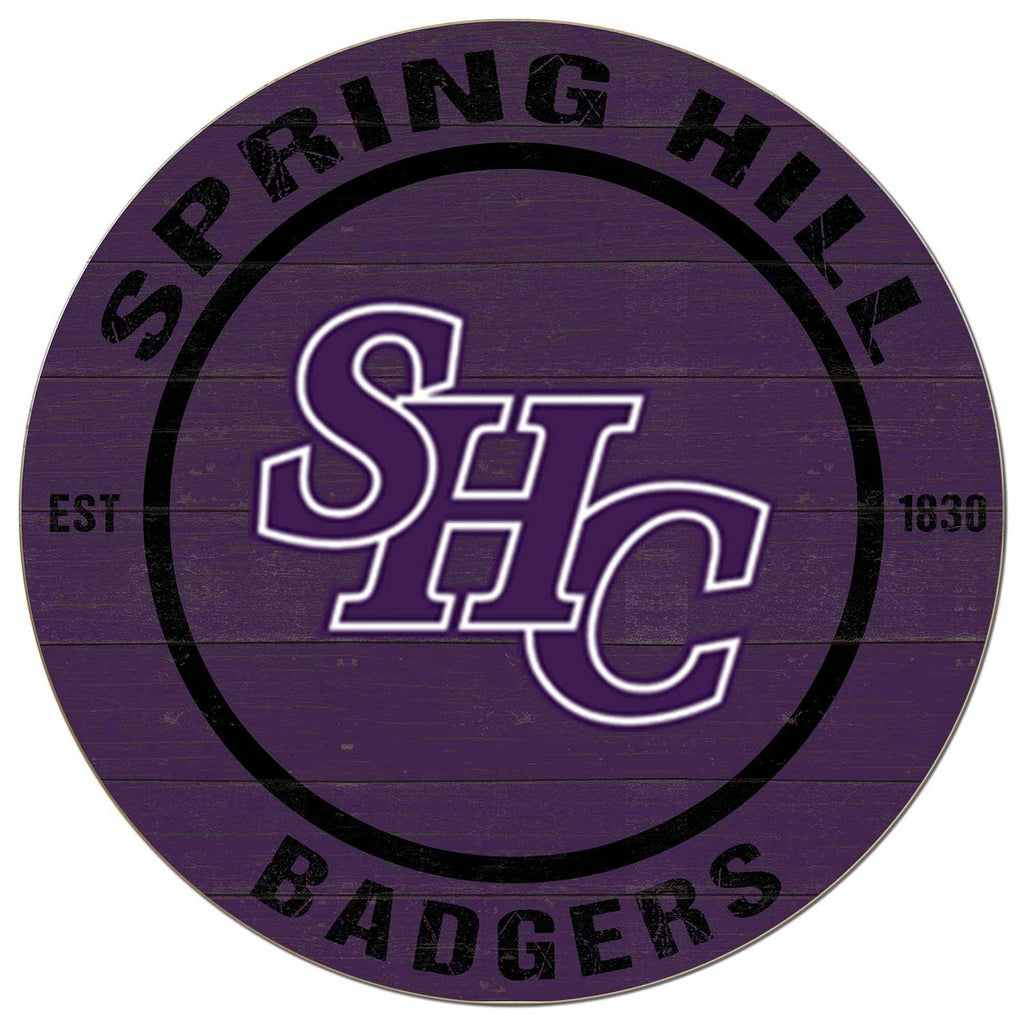 20x20 Weathered Colored Circle Spring Hill College Badgers
