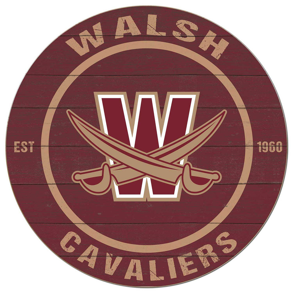 20x20 Weathered Colored Circle Walsh University Cavaliers