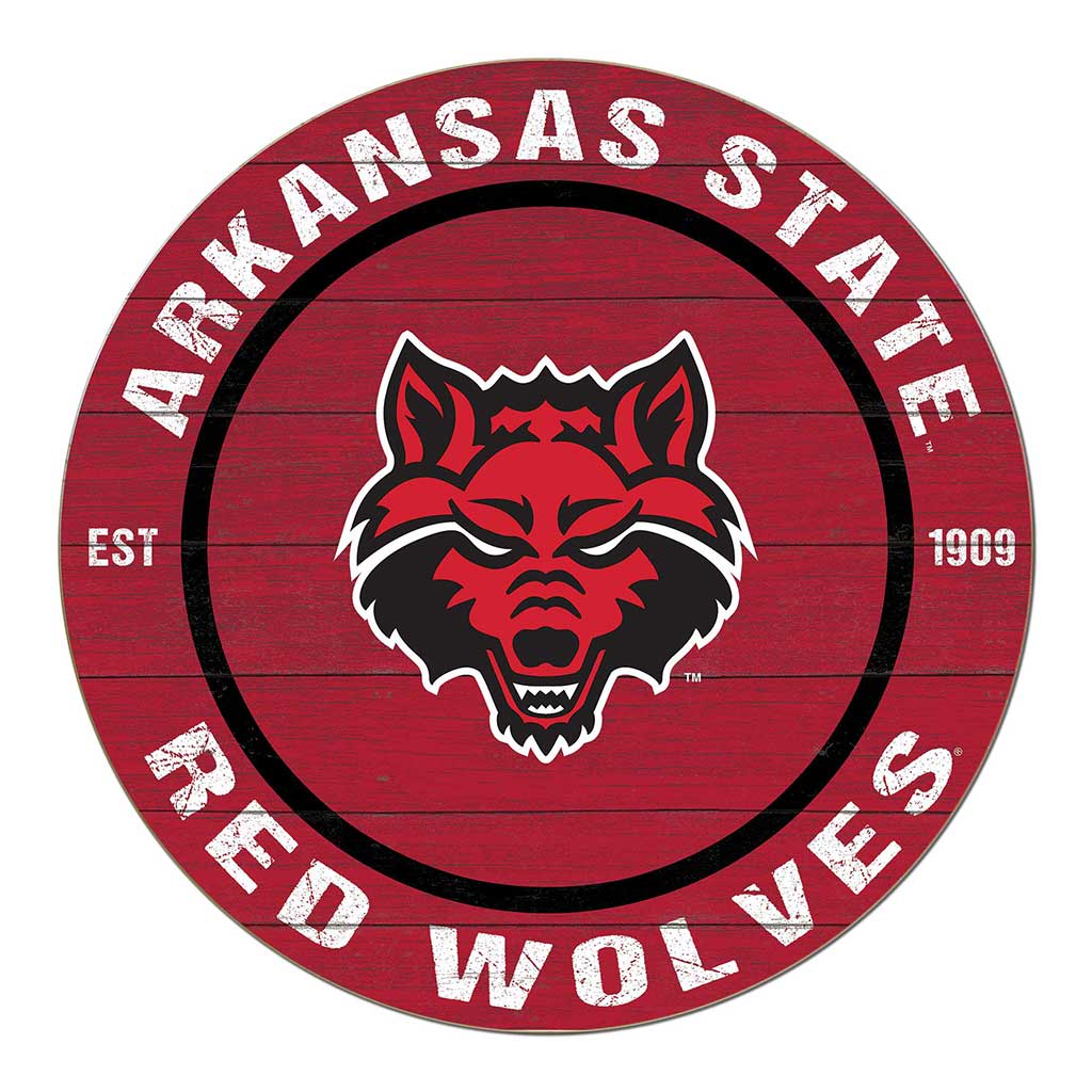 20x20 Weathered Colored Circle Arkansas State Red Wolves