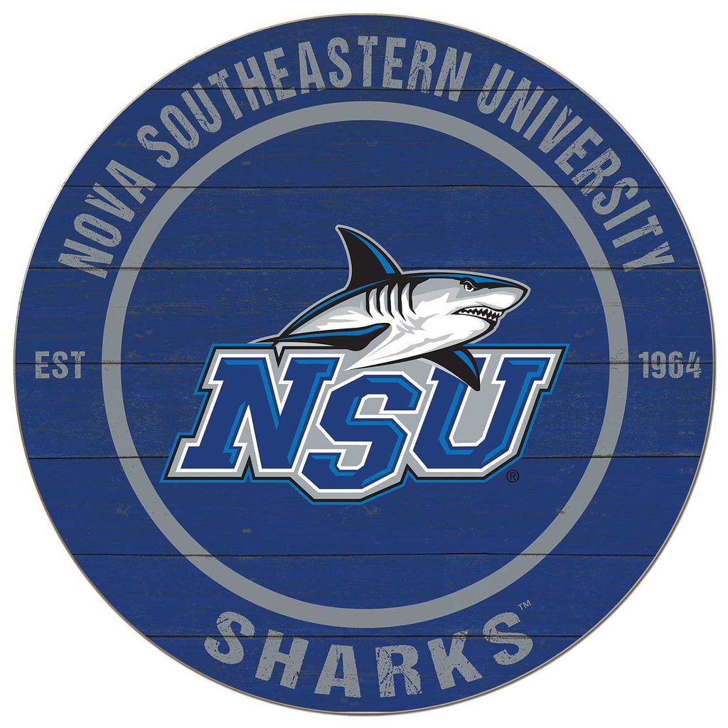 20x20 Weathered Colored Circle Nova Southeastern University Sharks