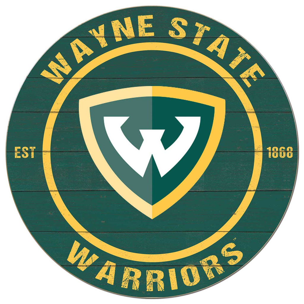 20x20 Weathered Colored Circle Wayne State University Warriors