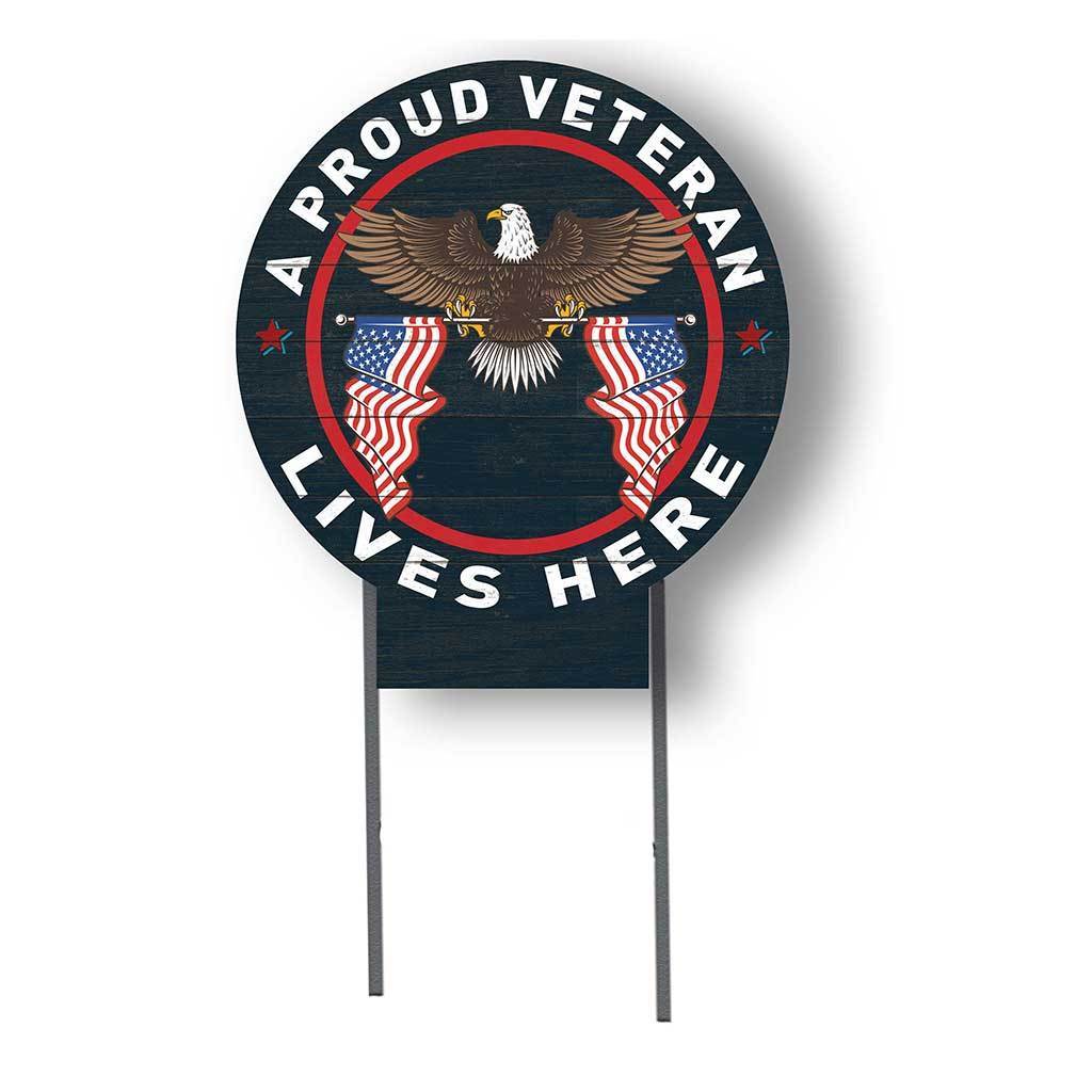 Proud Veteran Lives Here Circle Lawn Sign