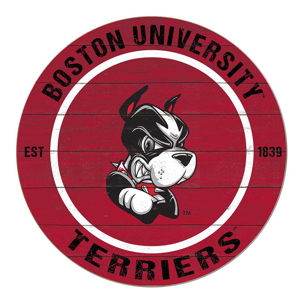 20x20 Weathered Colored Circle Boston University Terriers