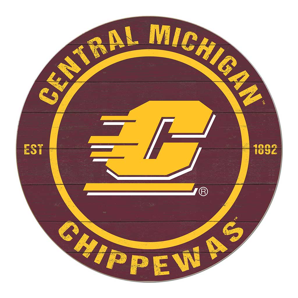 20x20 Weathered Colored Circle Central Michigan Chippewas