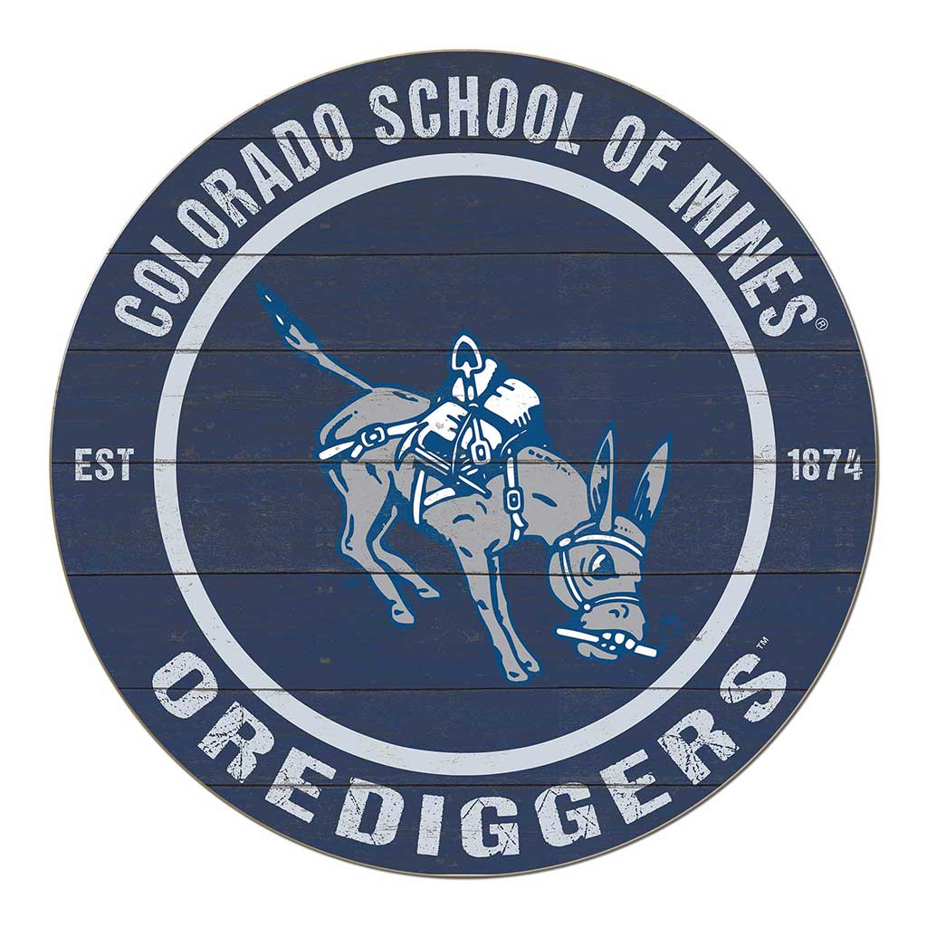 20x20 Weathered Colored Circle Colorado School of Mines Orediggers