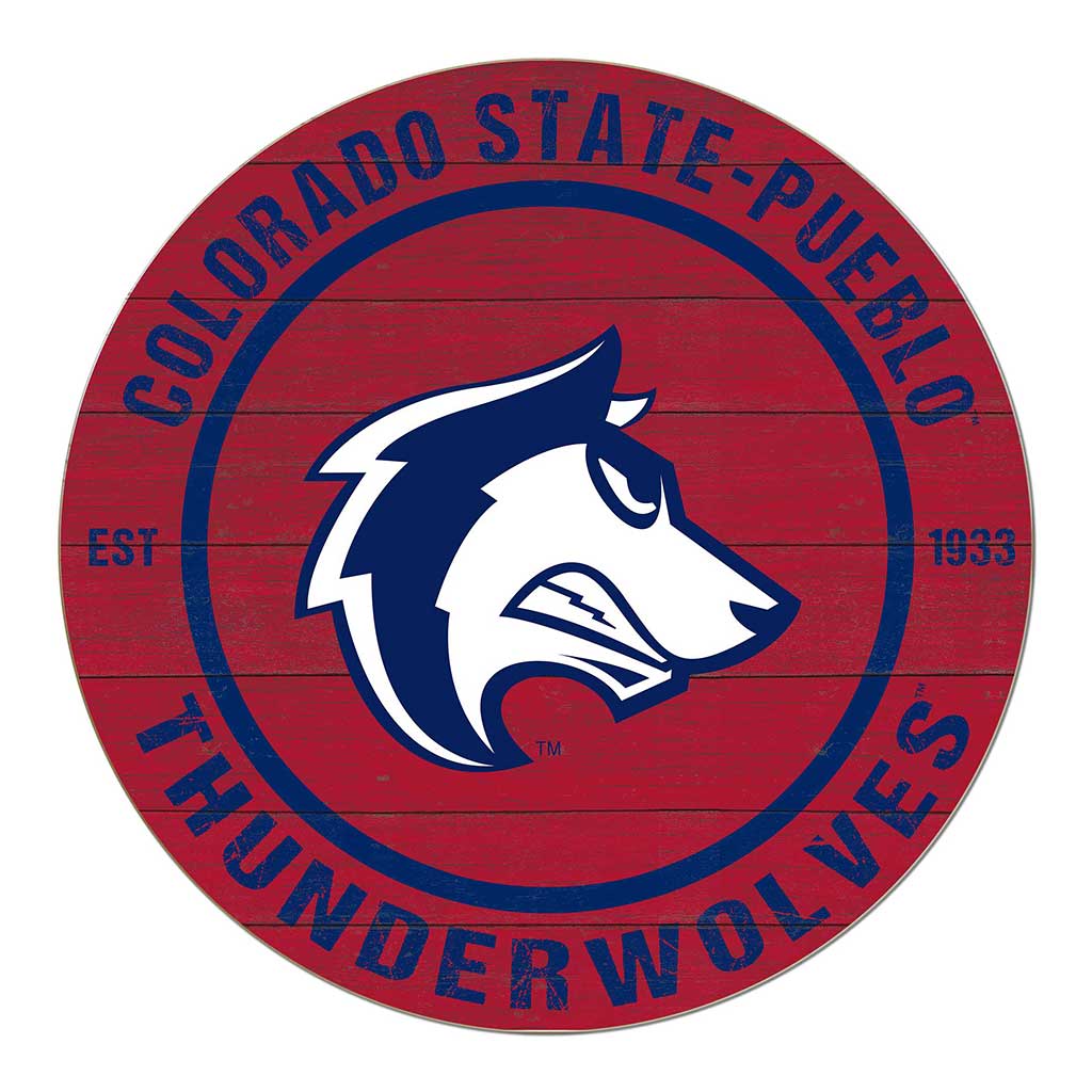 20x20 Weathered Colored Circle Colorado State-Pueblo Thunder Wolves
