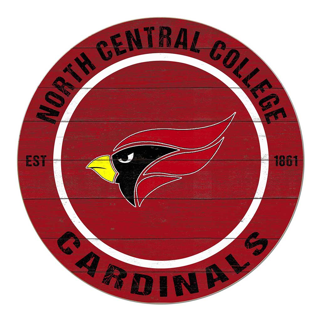 20x20 Weathered Colored Circle North Central College Cardinals