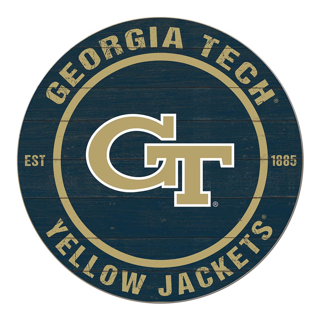 20x20 Weathered Colored Circle Georgia Tech Yellow Jackets