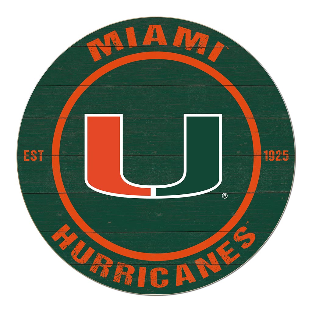 20x20 Weathered Colored Circle Miami Hurricanes