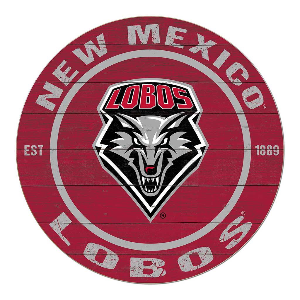 20x20 Weathered Colored Circle New Mexico Lobos